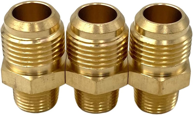 Bumugufu 3 Pcs Brass Flare Tube Fittings, 3/8 Inch NPT x 5/8" Flare Male Half-Union Gas Adapters for LP and Natural Gas and Fuel System - Image 4